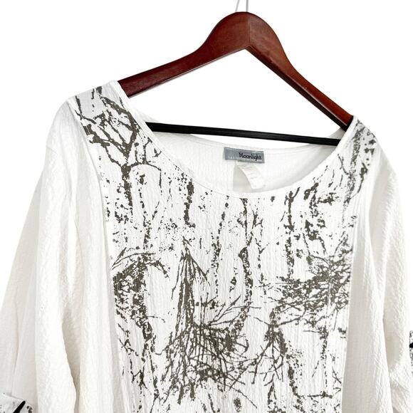 Moonlight by Y & S Sz XL Gray White Wearable Art to Wear Blouse Shirt Top Artsy - Picture 3 of 5